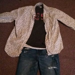 DC small Tee. Long sleeve Alfani. Pants A&F 28/35